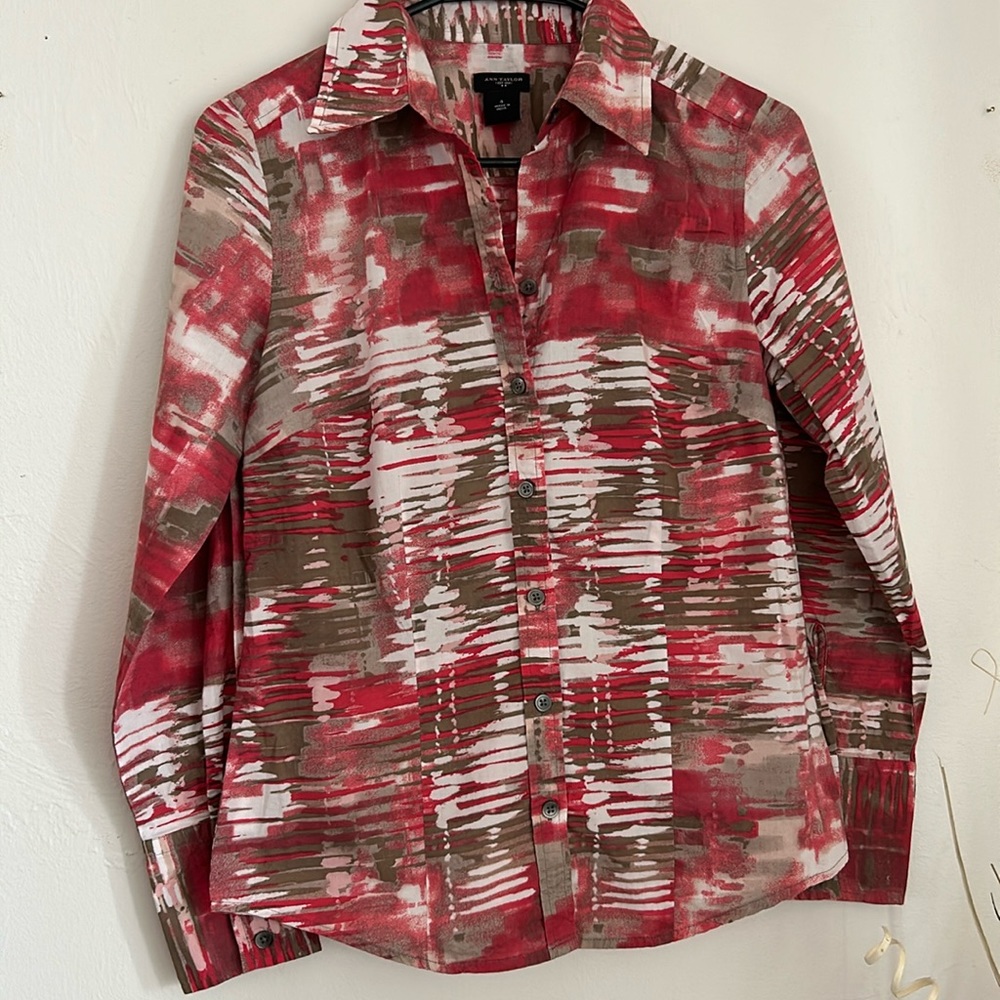 Ann Taylor multi colored button down shirt